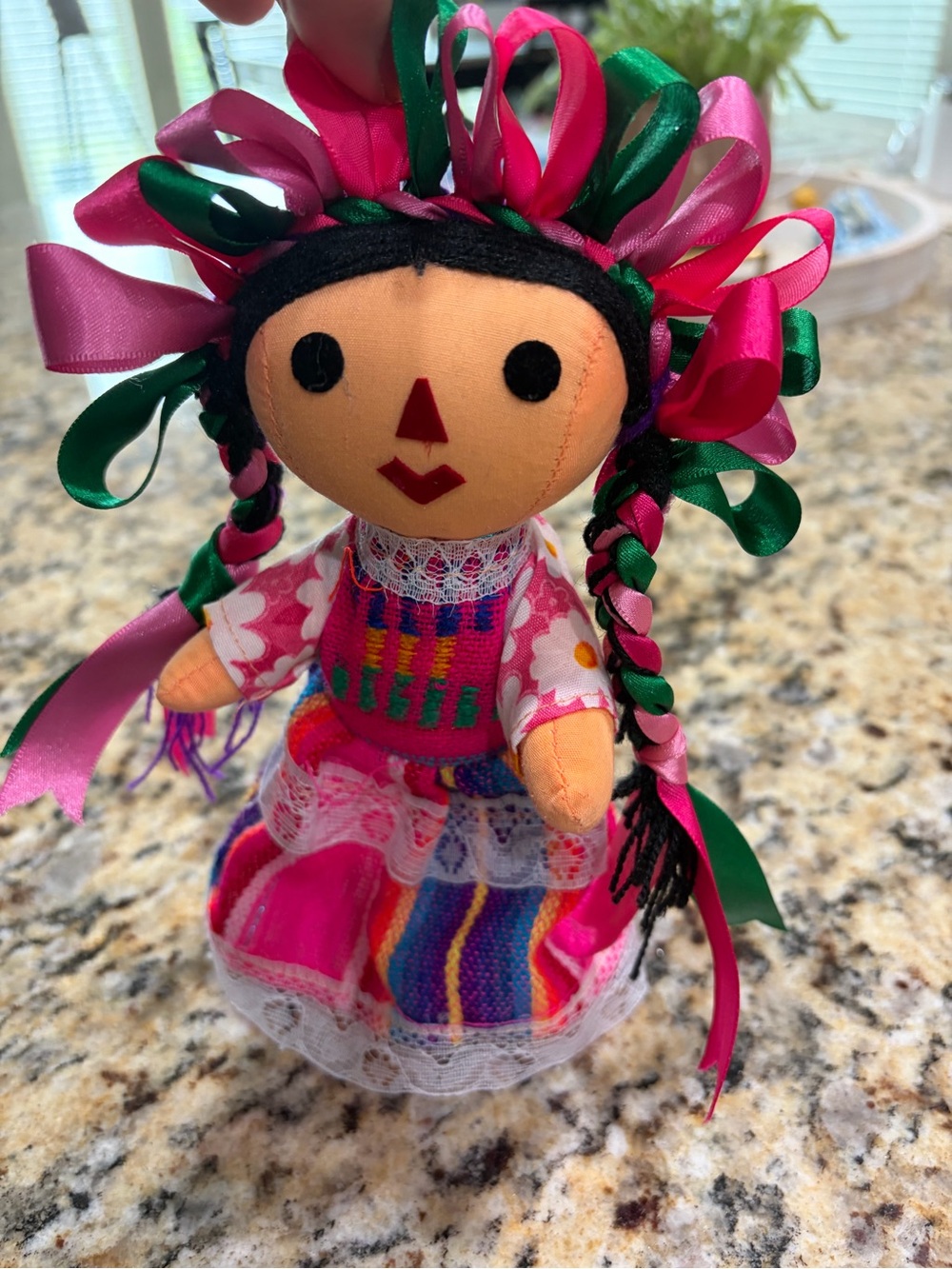 Handmade Lele Doll - Pink & Green Traditional Dress
